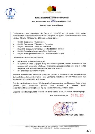 Appel à candidatures